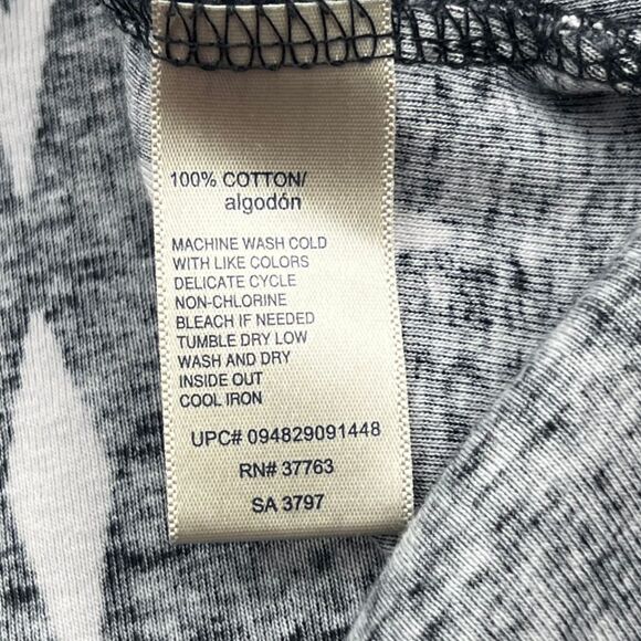 Rafaella Top XXL Black White Abstract Geo Diamond Rhombus Print Tee Cotton Tunic - Picture 9 of 10